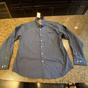 Michael Brandon Men's Blue Polka Dot Shirt Size XL